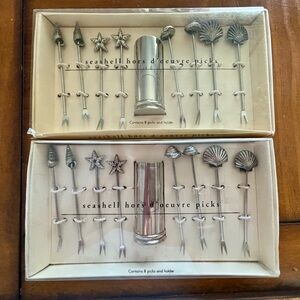 Pier 1 seashell hors d’oeuvre picks Utensil Set New hostess gift nautical set 2